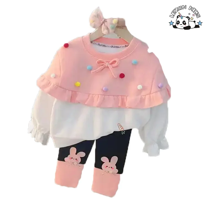 LEZONKIDS - Sample Available Patchwork 2 Pieces Sweatshirt Girls Boutique Clothing Sets for 3 to 6T
